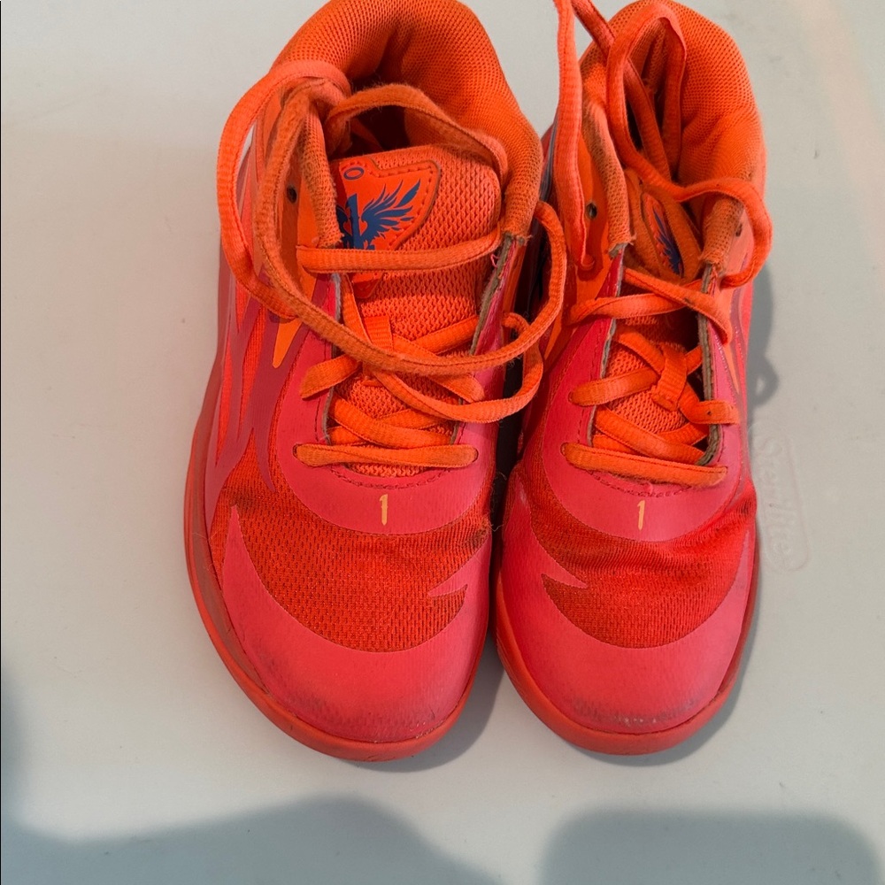 Kids Puma x LaMelo Basketball Shoes Bright Red-Orange Size US 13C